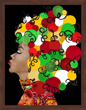 Framed African Goddess With Colorful Hair Print