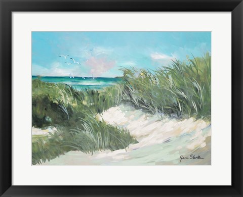 Framed Beach Coast Grass Print