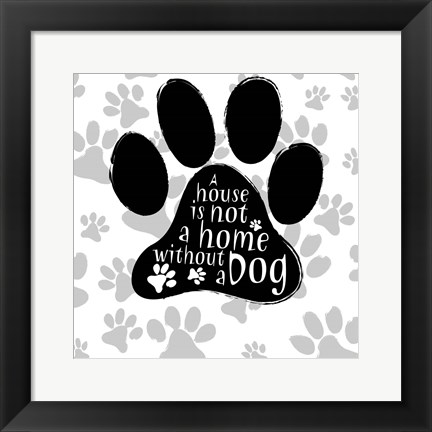 Framed B&amp;W Dog Paw I Print