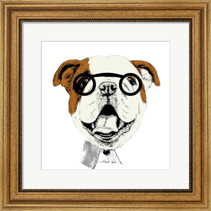 Framed Studious Pup Print