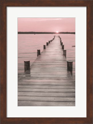 Framed Pink Sunset at the Dock Print