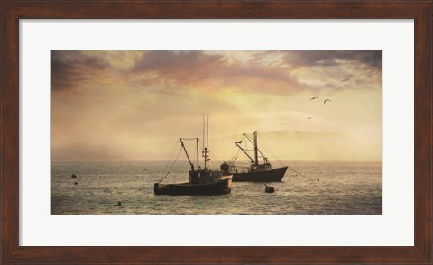 Framed Bar Harbor Lobster Boats Print