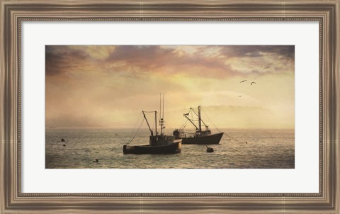 Framed Bar Harbor Lobster Boats Print