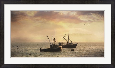 Framed Bar Harbor Lobster Boats Print