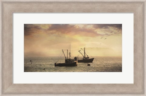 Framed Bar Harbor Lobster Boats Print