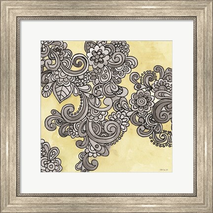 Framed Yellow--Gray Pattern 1 Print