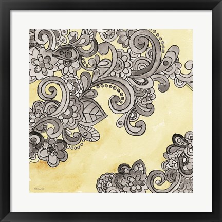 Framed Yellow--Gray Pattern 2 Print