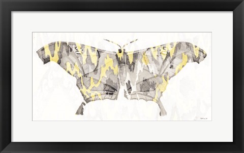 Framed Yellow-Gray Patterned Moth 2 Print