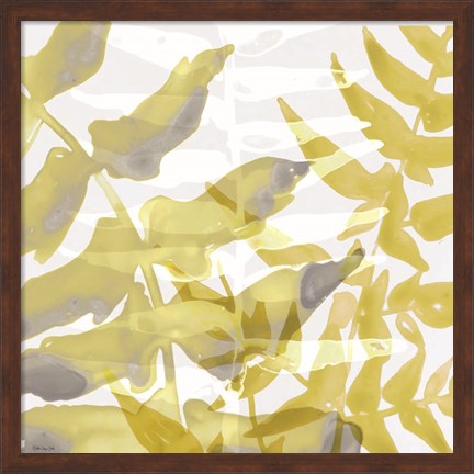 Framed Yellow-Gray Leaves 1 Print