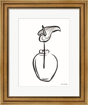 Framed Flower and Pot Drawing Print