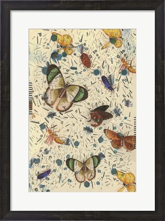 Framed Confetti with Butterflies III Print