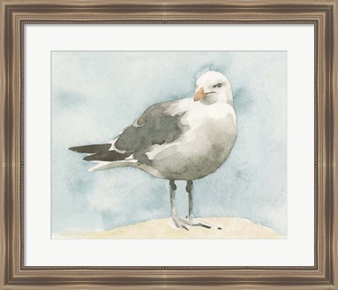 Framed Simple Seagull I Print