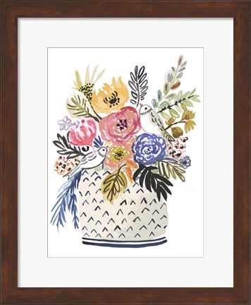 Framed Painted Vase of Flowers II Print