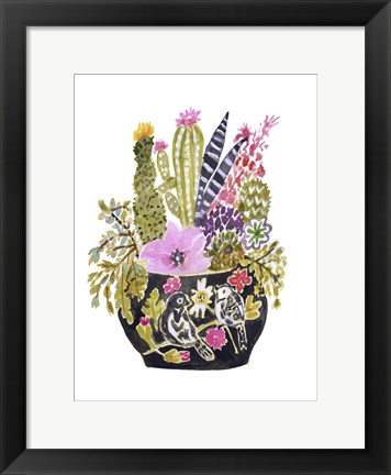 Framed Painted Vase of Flowers III Print