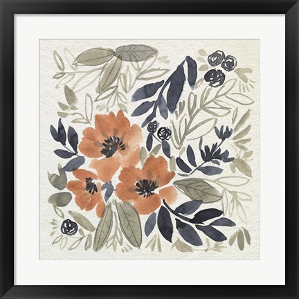 Framed Sienna &amp; Paynes Flowers II Print