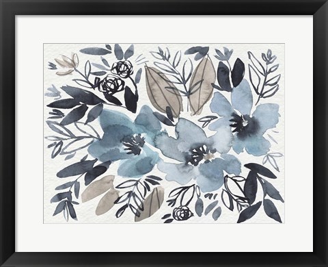 Framed Blue &amp; Paynes Blooms I Print