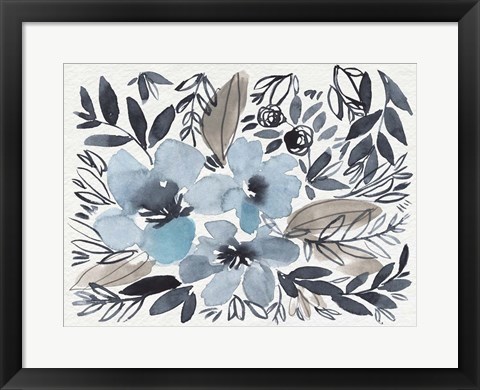 Framed Blue &amp; Paynes Blooms II Print
