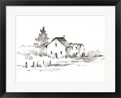 Framed Rural Farmhouse Study II Print