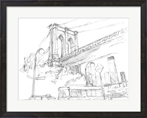 Framed Pencil Cityscape Study I Print