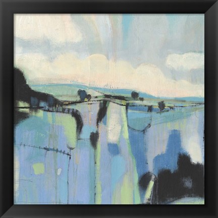 Framed Abstract Shades of Blue I Print