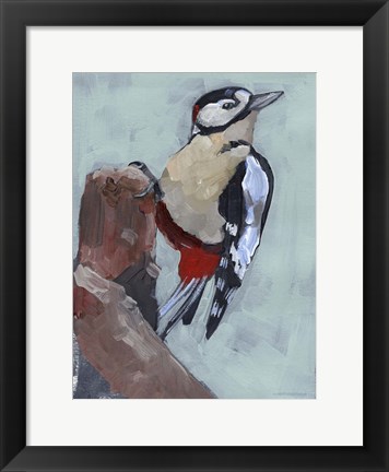 Framed Woodpecker Paintstrokes II Print