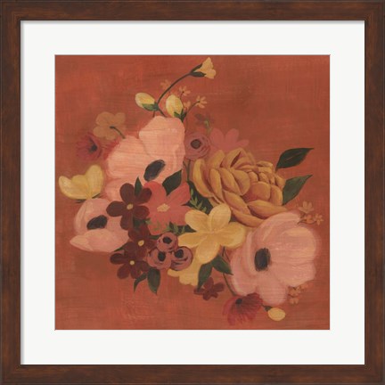 Framed Burnt Orange Bouquet I Print