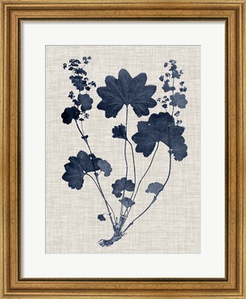 Framed Navy &amp; Linen Leaves III Print