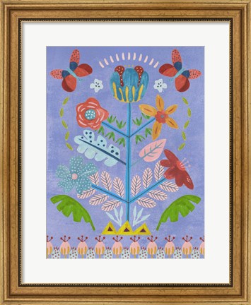 Framed Embroidered Garden I Print