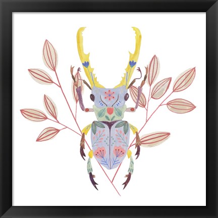 Framed Floral Beetles V Print