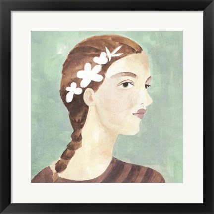 Framed Folk Art Portrait I Print