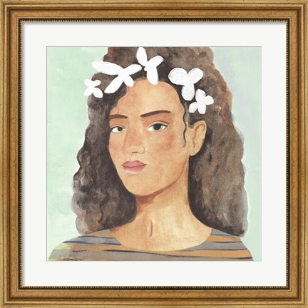 Framed Folk Art Portrait III Print