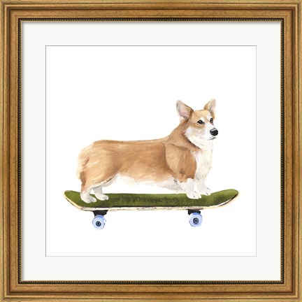 Framed Pups on Wheels III Print