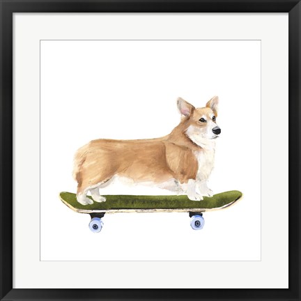 Framed Pups on Wheels III Print