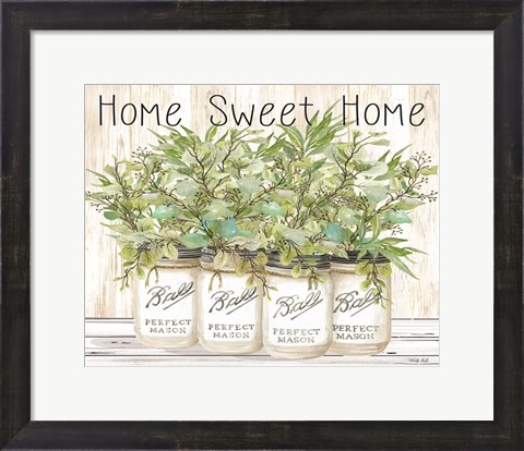 Framed Home Sweet Home Ball Jars Print