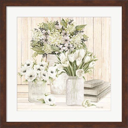 Framed Collection of White Flowers Print