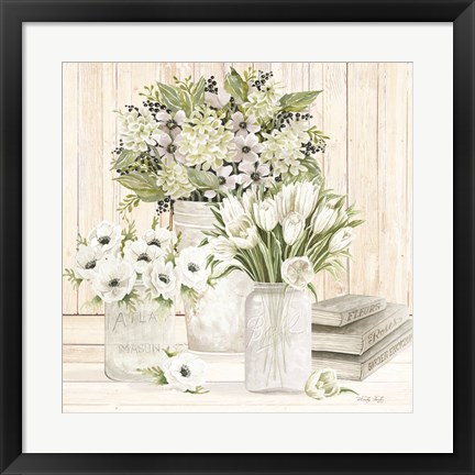 Framed Collection of White Flowers Print