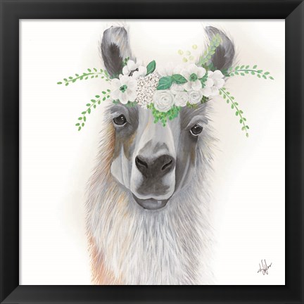 Framed Floral Llama Print