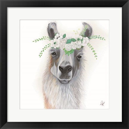 Framed Floral Llama Print