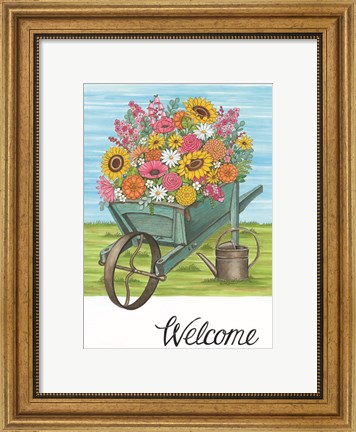 Framed Welcome Wheelbarrow Print