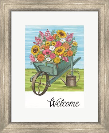 Framed Welcome Wheelbarrow Print