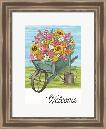 Framed Welcome Wheelbarrow Print