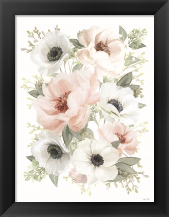 Framed Peony Floral Block Print