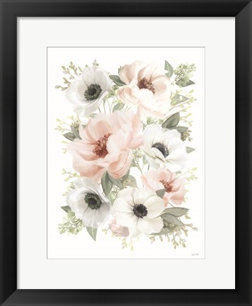 Framed Peony Floral Block Print