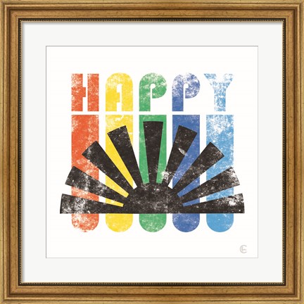 Framed Happy Retro Print