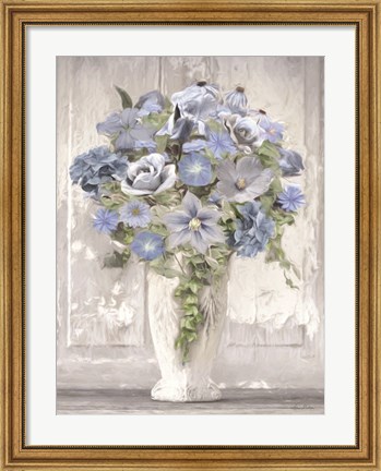 Framed Blue Floral Bouquet Print