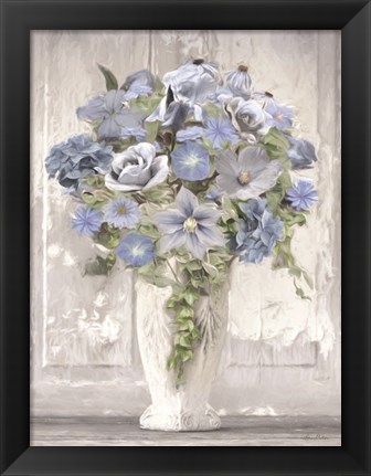 Framed Blue Floral Bouquet Print