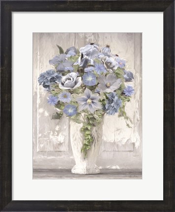 Framed Blue Floral Bouquet Print