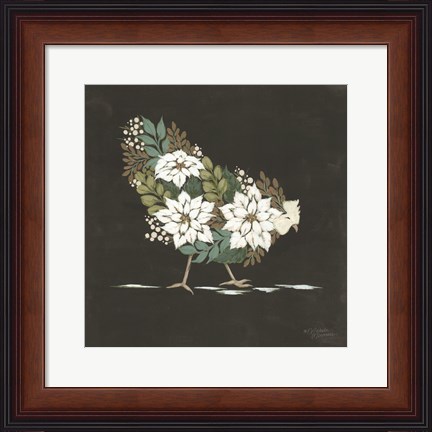 Framed Floral Winter Hen Print