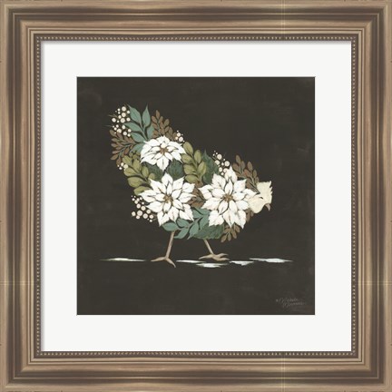 Framed Floral Winter Hen Print