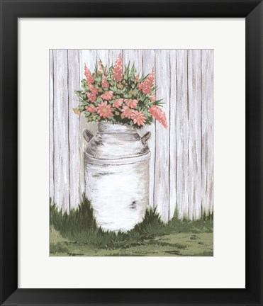 Framed White Washed Milk Can Print